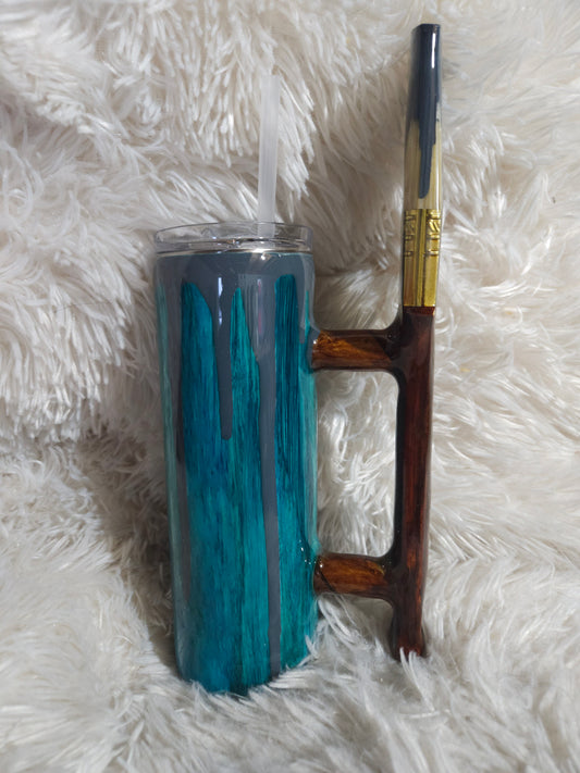 Teal Wood Grain 20 oz Paint Brush Handle