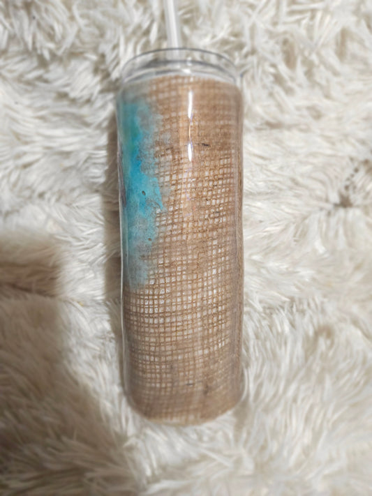 Boho cow burlap 20 oz tumbler