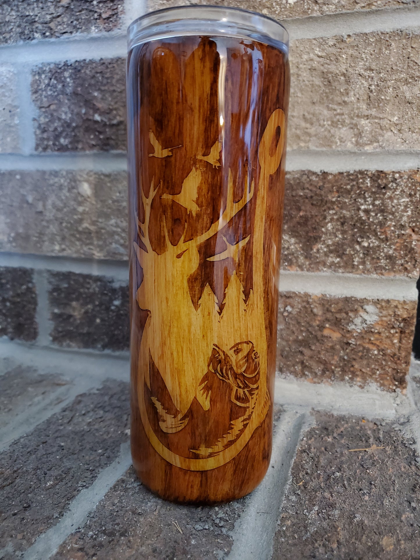 Inspire: Skinny Tumbler-2 Tone Wood Grain