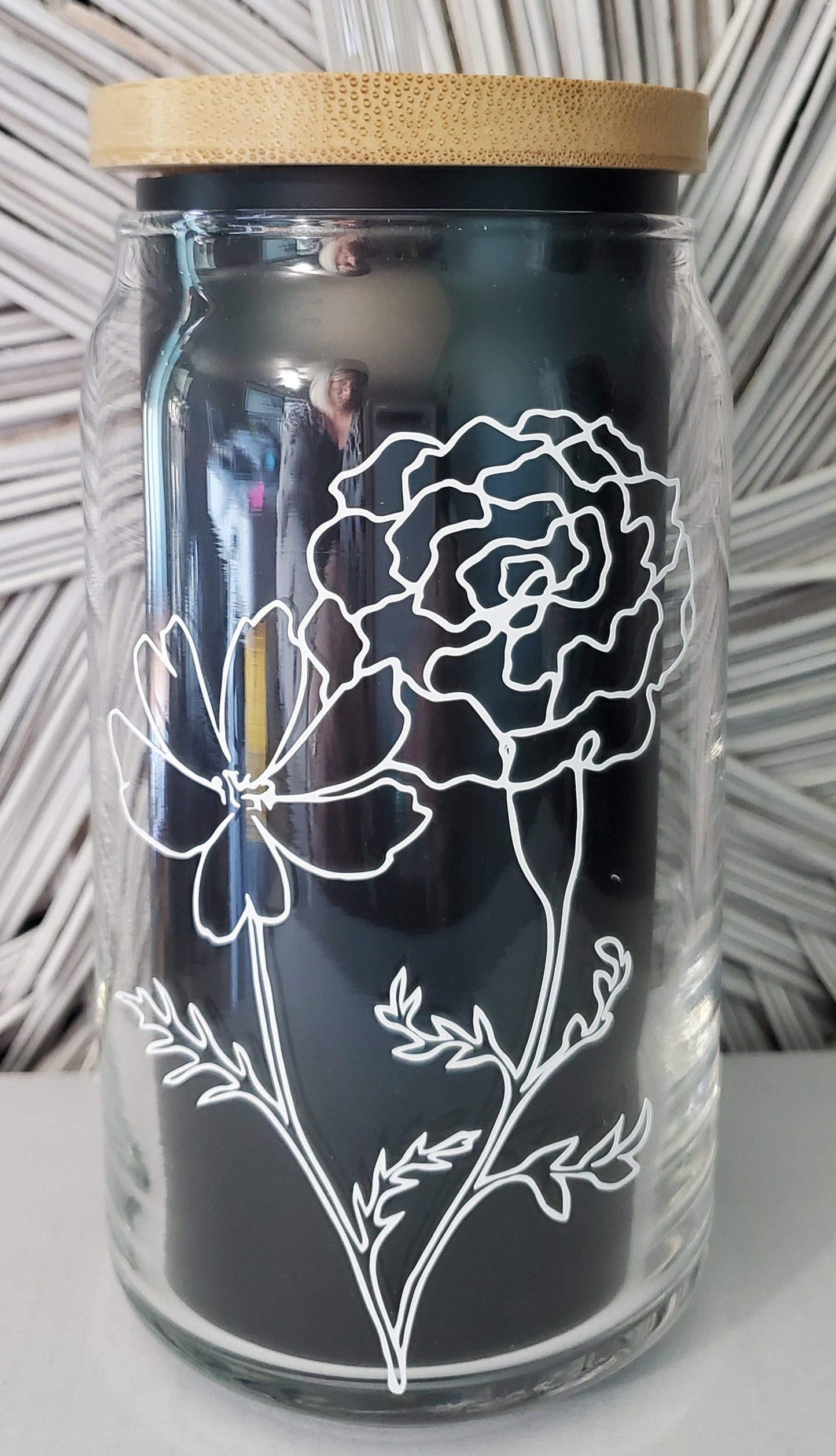 Beer Can Glass-Flowers, 20 oz