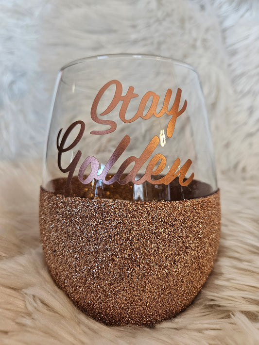 Stay Golden Peek-A-Boo Wine Glass