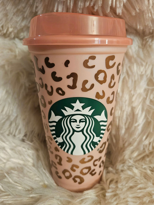 Rosey Cheetah Starbucks Coffee Tumbler