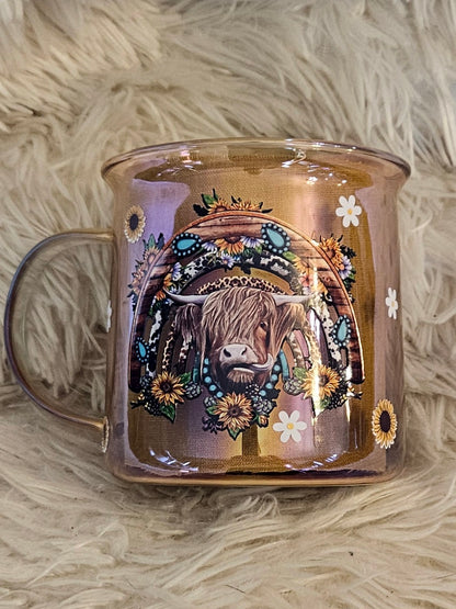 Highland Cow Amber Glass, 18 oz