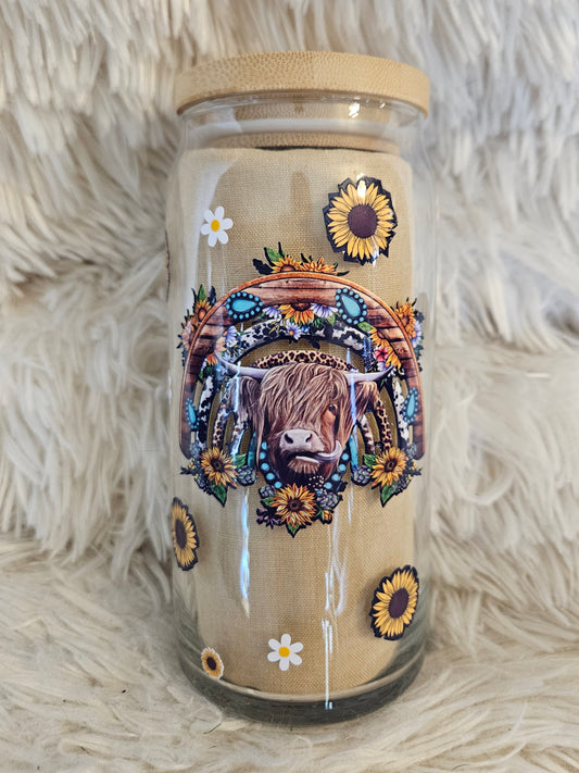 Highland Cow & Sunflower, 20 oz