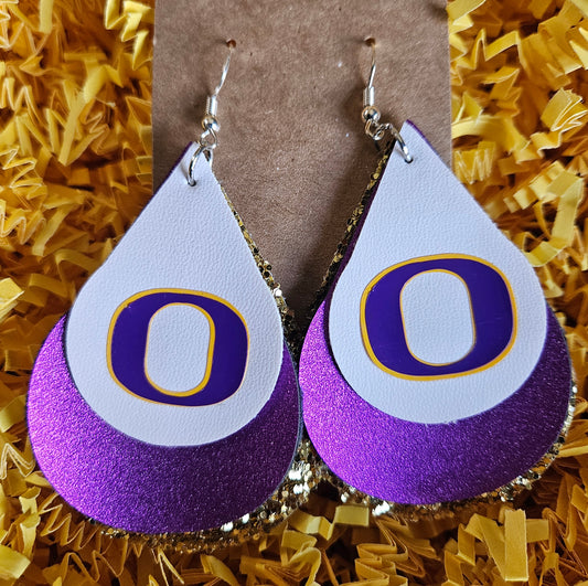 OCON Earrings - White, Purple and Gold Drops